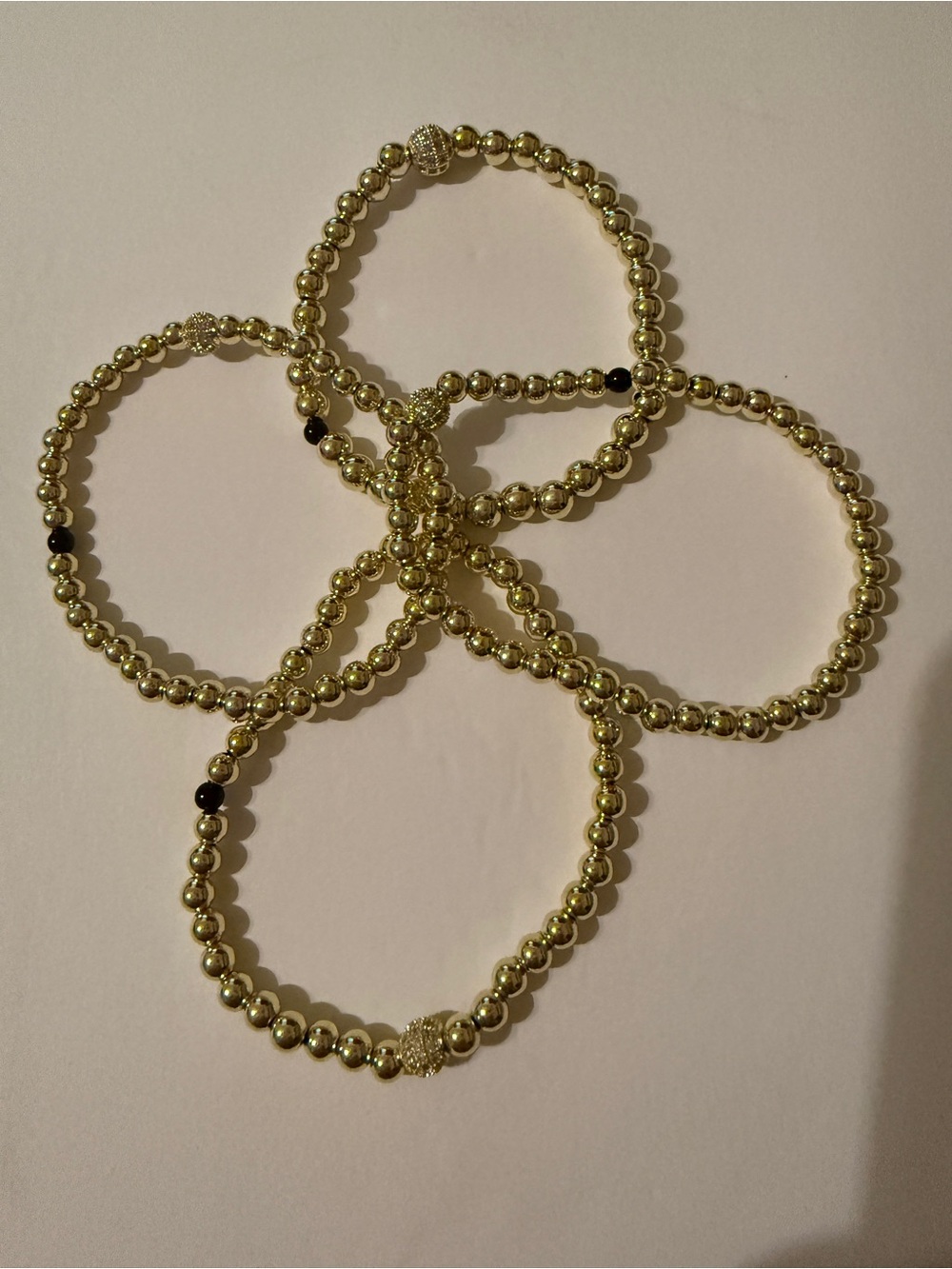 New Allie+Bess Gold Beaded Stretch Bracelet Set of 4